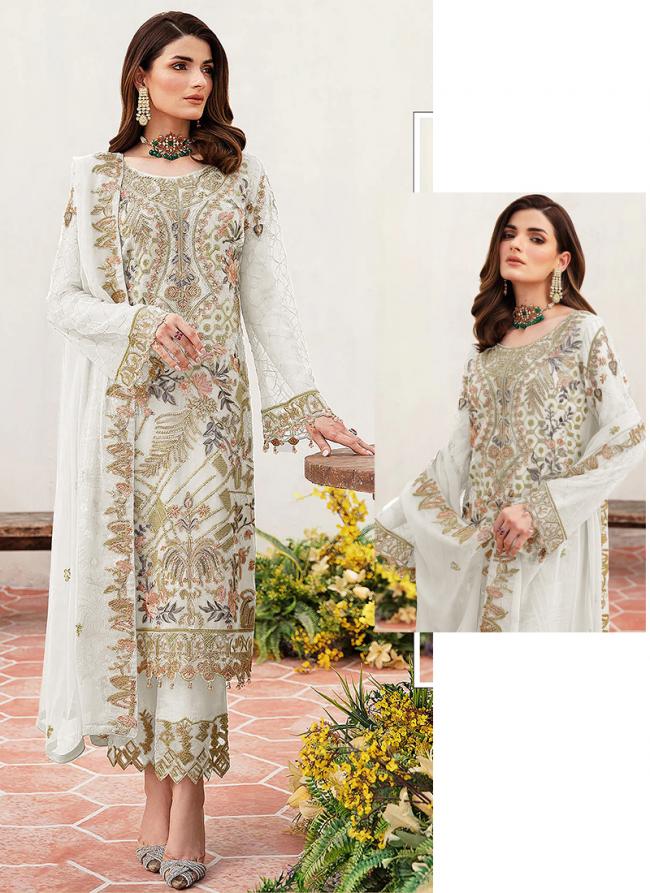 Georgette White Eid Wear Embroidery Work Pakistani Suit